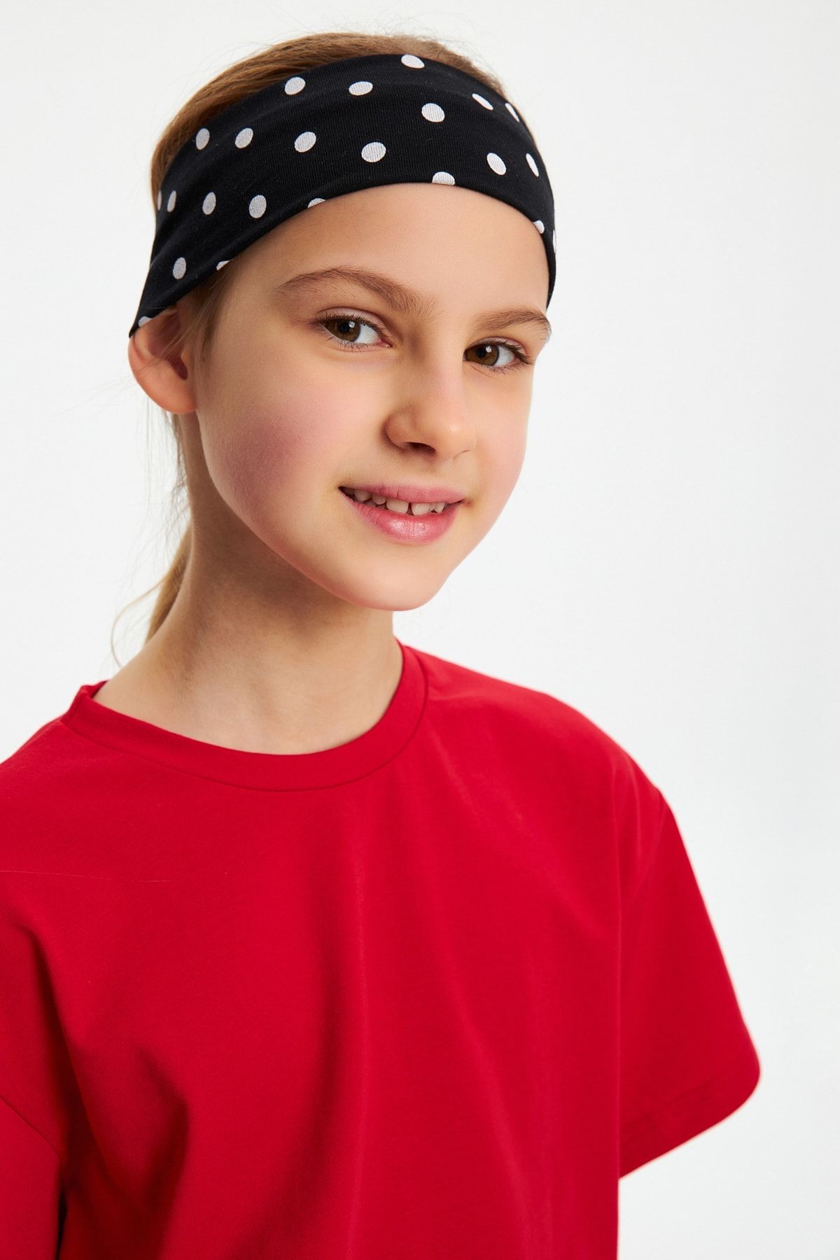 Kız %100 Pamuklu Penye Şort T-shirt Bandana 3^lü Alt Üst Takım -spor Rahat Koleksiyon 3