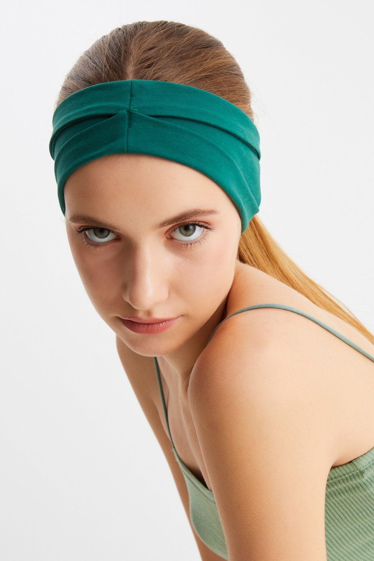 Kadın Çift Taraflı Kullanım Alternatifli Pamuklu Penye Kaymaz Hafif Spor Saç Bandı Bandana