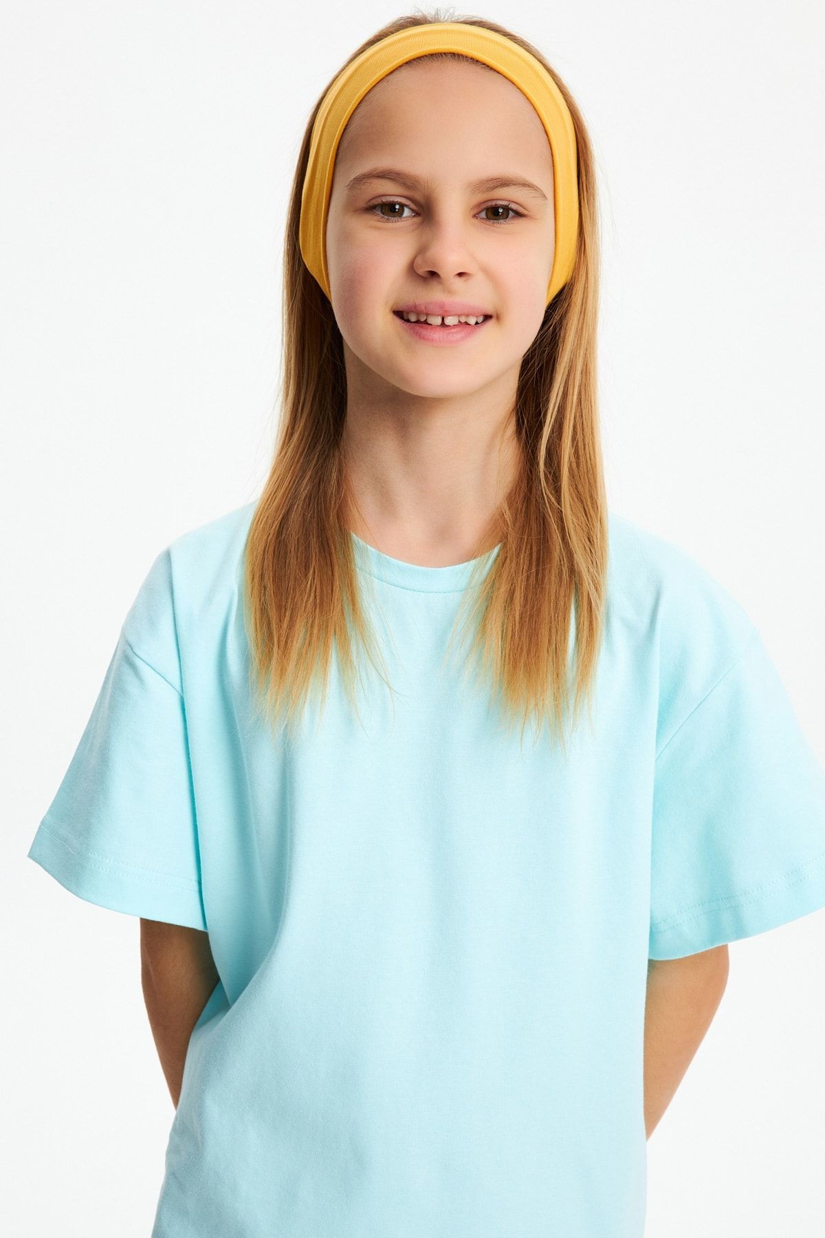 Kız %100 Pamuklu Penye Şort T-shirt Bandana 3'lü Alt Üst Takım spor Rahat Koleksiyon 19