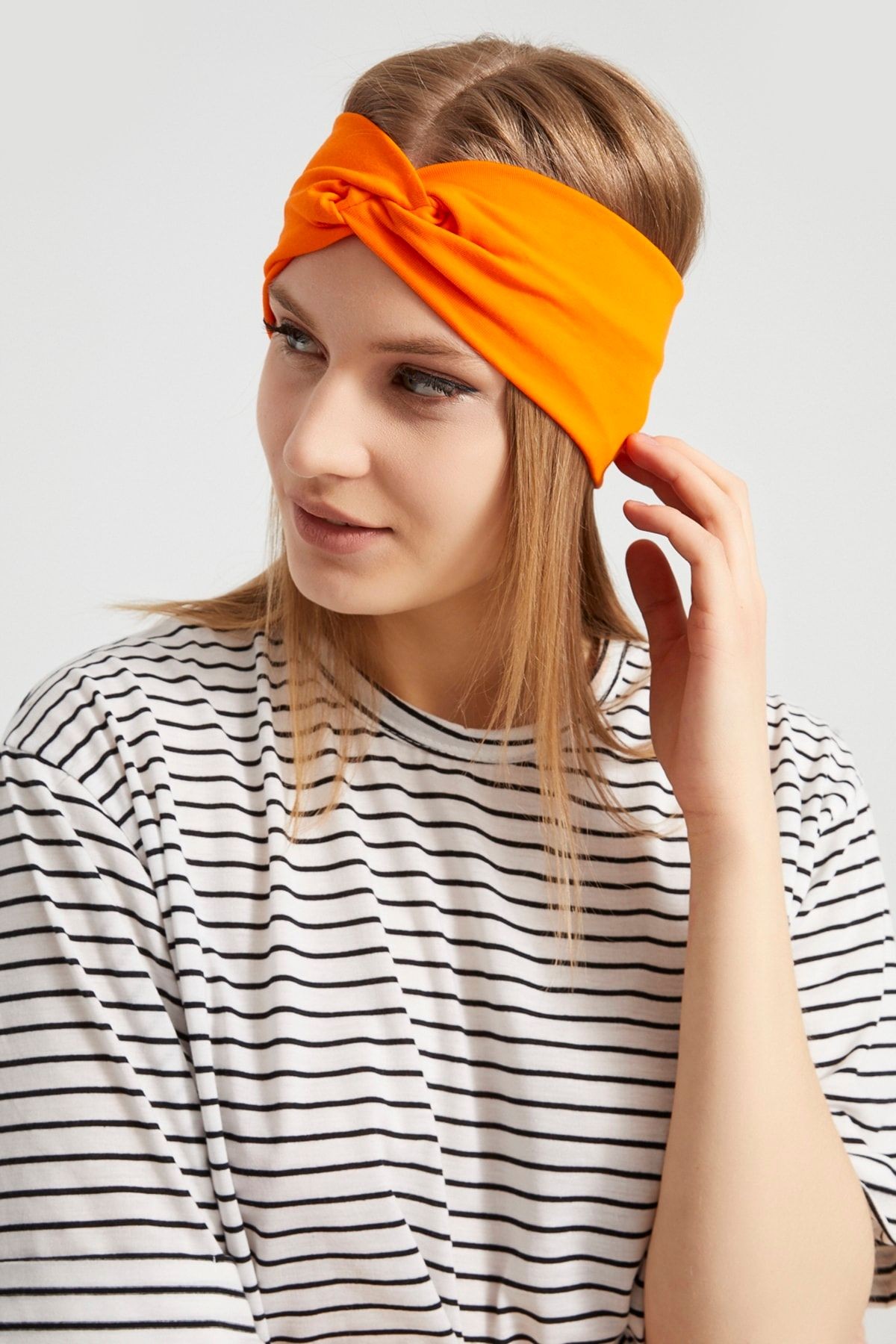 Stil Turuncu, Butik Tasarım Kadın Bandana Saç Bandı, Ekstra Yumuşak, Esnek, Doğal, Pamuklu Penye