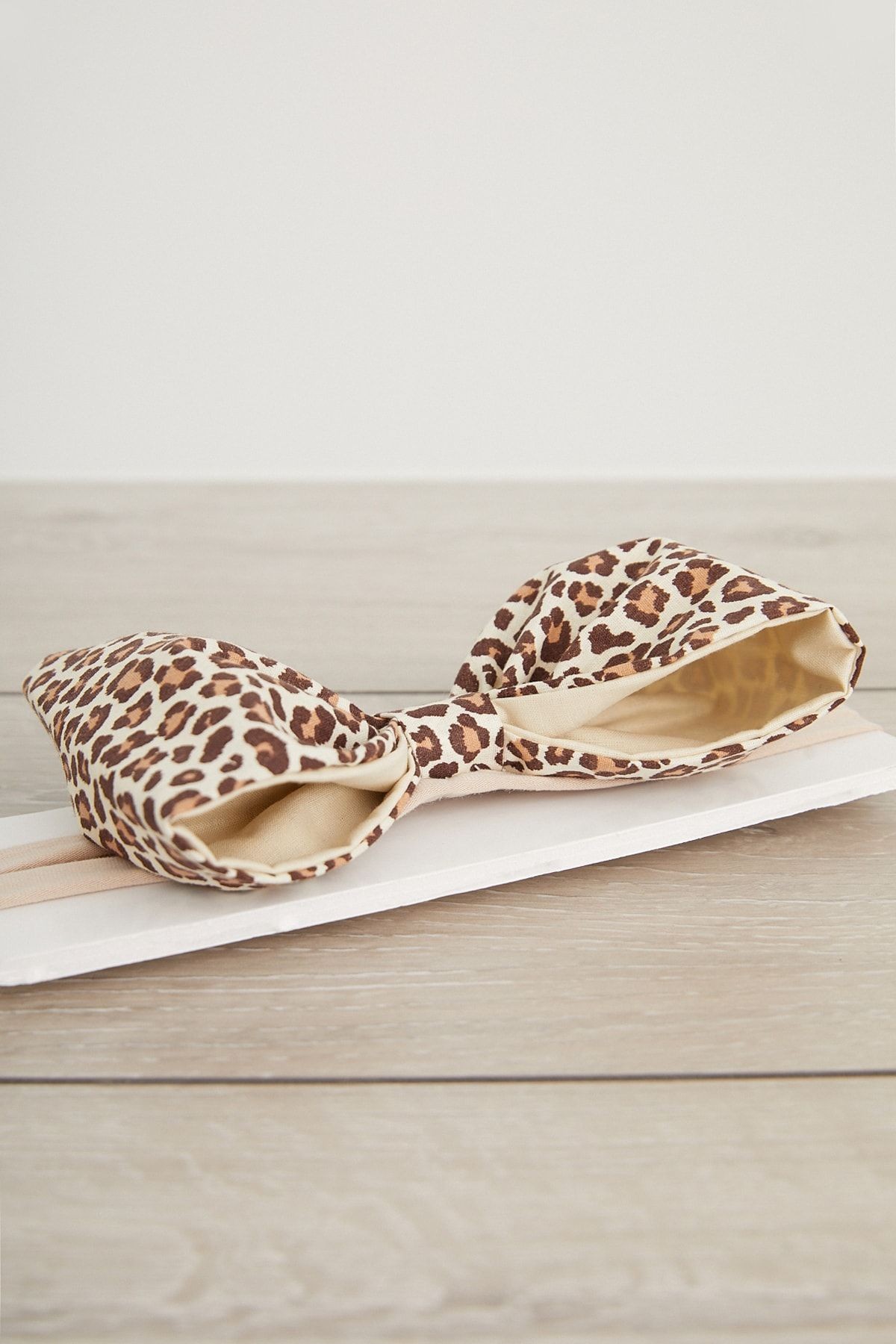 El Yapımı Büyük Fiyonk Doğal Pamuklu Bebek Çocuk Kız Saç Bandı Cool Leopar