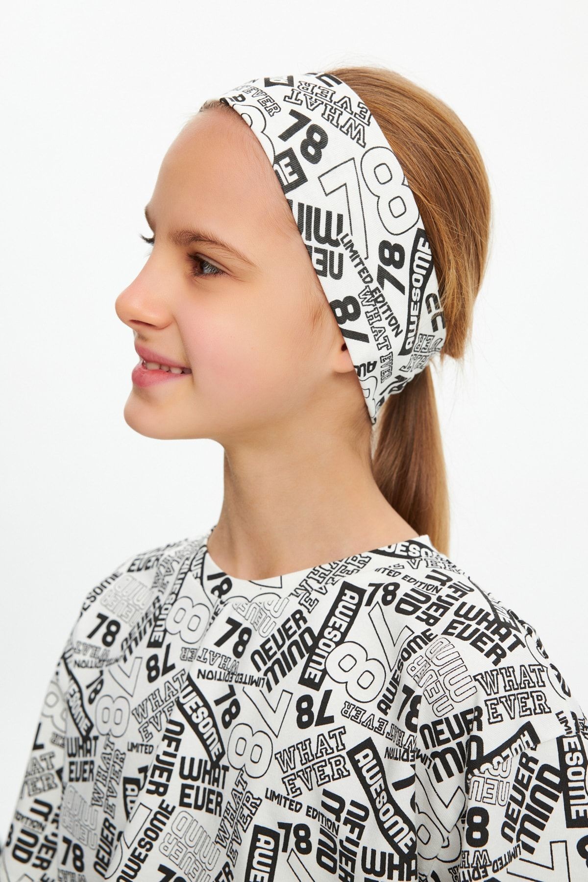 Kız Pamuklu Penye Kaymaz Ultra Hafif Esnek Desenli Saç Bandı Bandana
