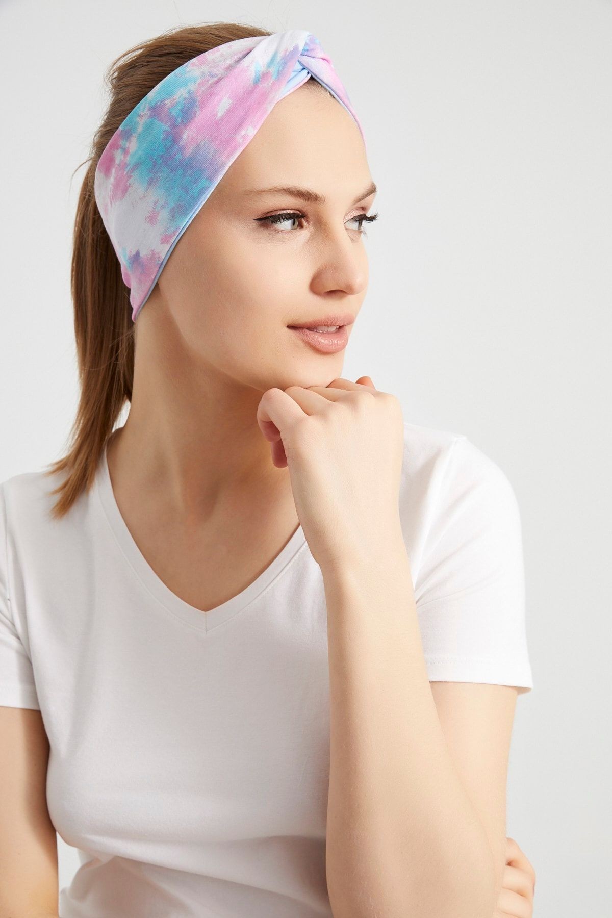 Batik Aqua, Butik Tasarım Kadın Bandana Saç Bandı, Ekstra Yumuşak, Esnek, Doğal, Pamuklu Penye