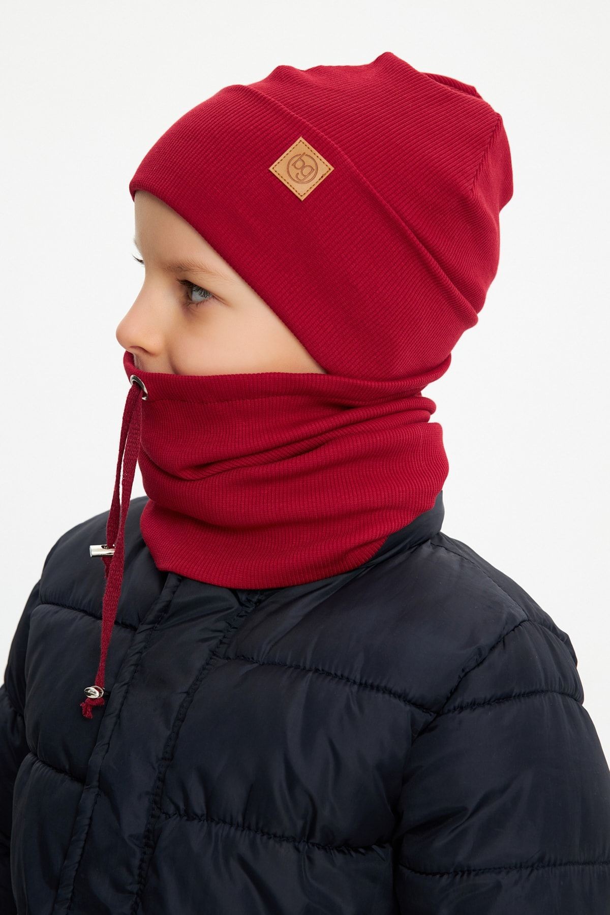 Erkek Bebek Çocuk Trend Style Şapka Bere Boyunluk Takım Rahat %100 Pamuklu Kaşkorse