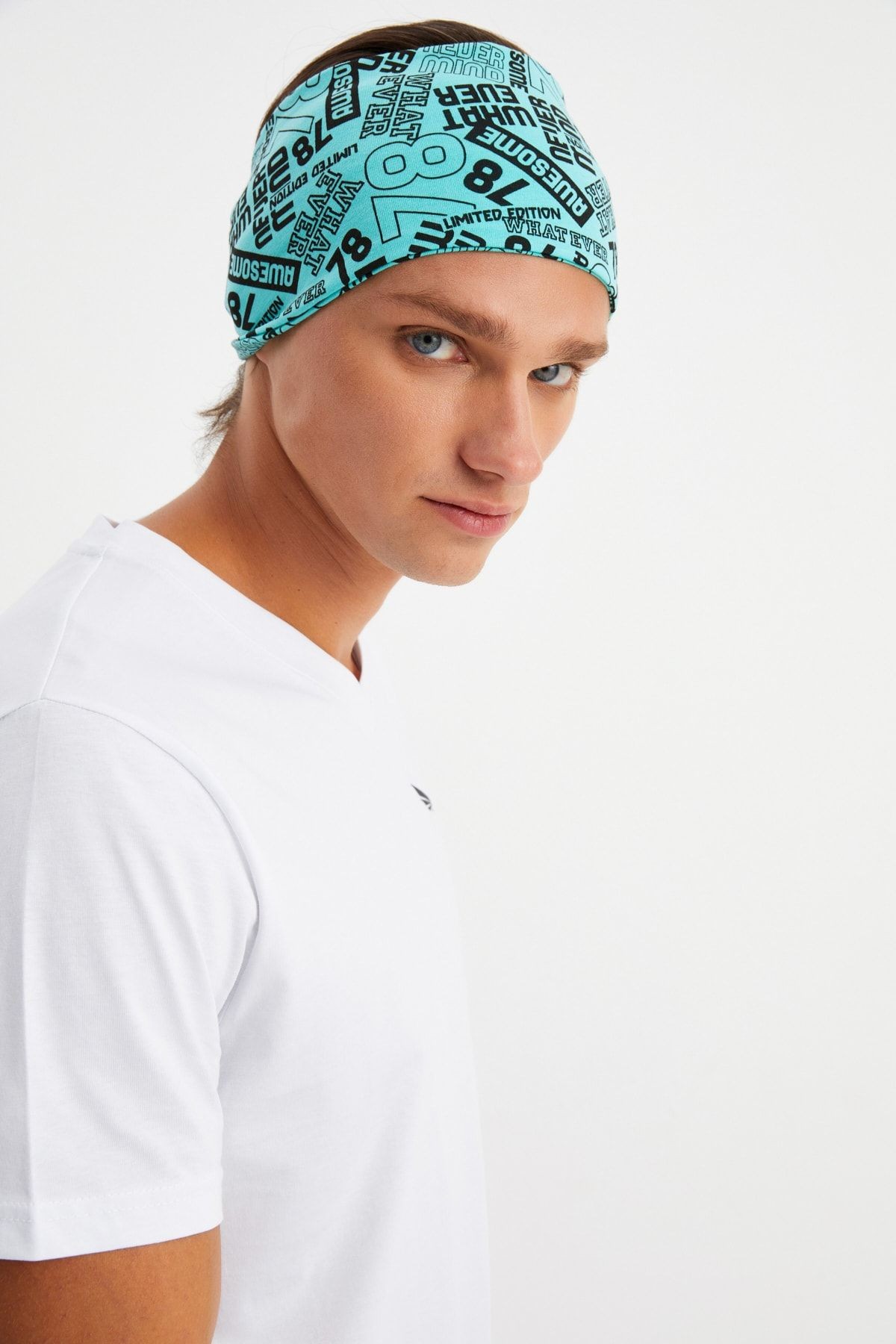 Erkek Pamuklu Penye, Kaymaz, Ultra Hafif, Spor Geniş Saç Bandı Bandana Buff