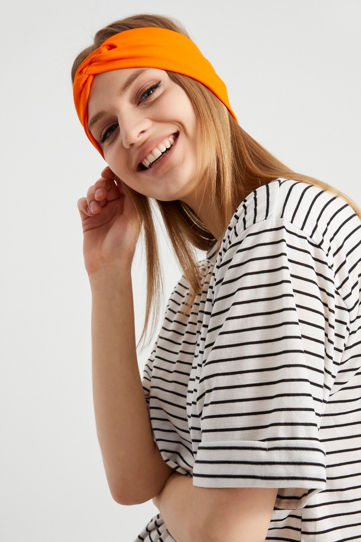 Stil Turuncu, Butik Tasarım Kadın Bandana Saç Bandı, Ekstra Yumuşak, Esnek, Doğal, Pamuklu Penye