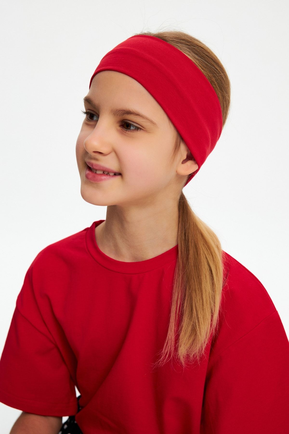 Kız %100 Pamuklu Penye Şort T-shirt Bandana 3^lü Alt Üst Takım -spor Rahat Koleksiyon 4