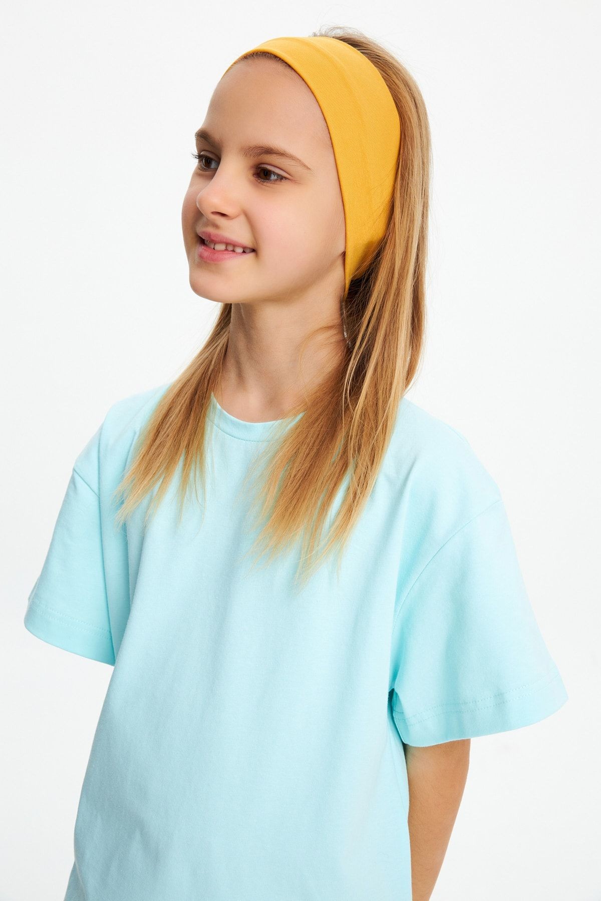 Kız %100 Pamuklu Penye Şort T-shirt Bandana 3'lü Alt Üst Takım spor Rahat Koleksiyon 19