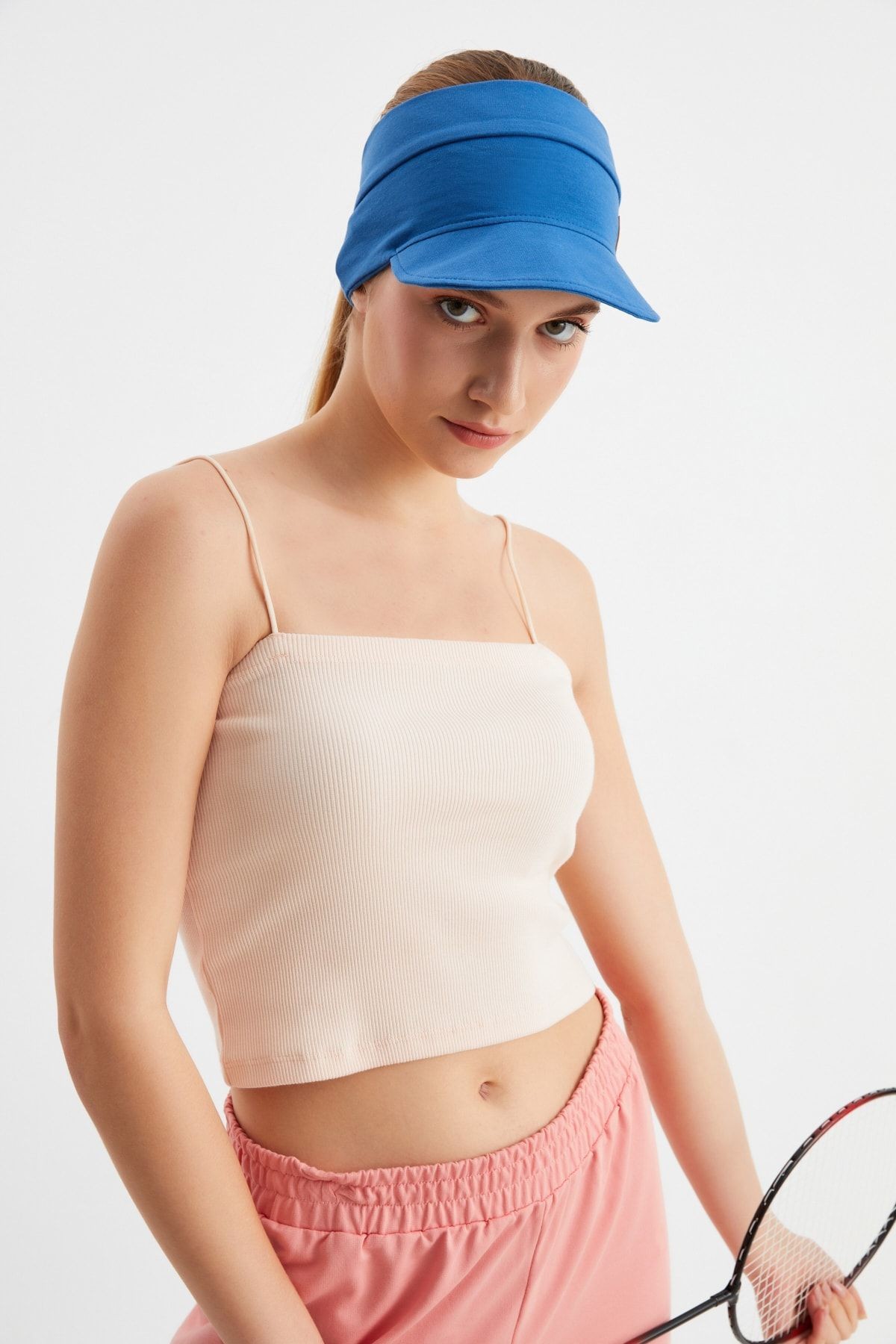 Kız UV Korumalı Katlanabilir Üstü Açık Yumuşak Siperli %100 Pamuklu Penye Tenis Vizör Şapka