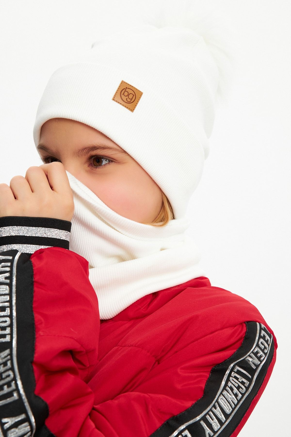 Kız Bebek Çocuk Kürk Ponponlu Şapka Bere Boyunluk Takım Rahat %100 Pamuklu Kaşkorse