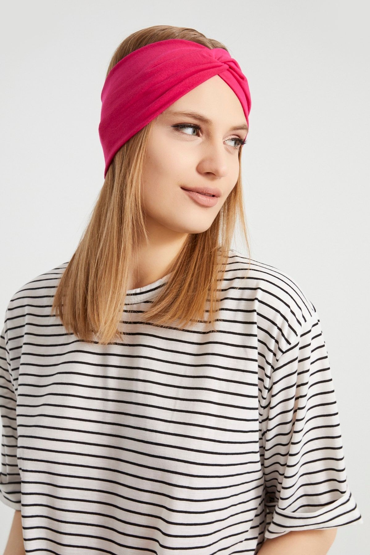 Gözalıcı Fuşya, Butik Tasarım Kadın Bandana Saç Bandı, Ekstra Yumuşak, Esnek, Doğal, Pamuklu Penye