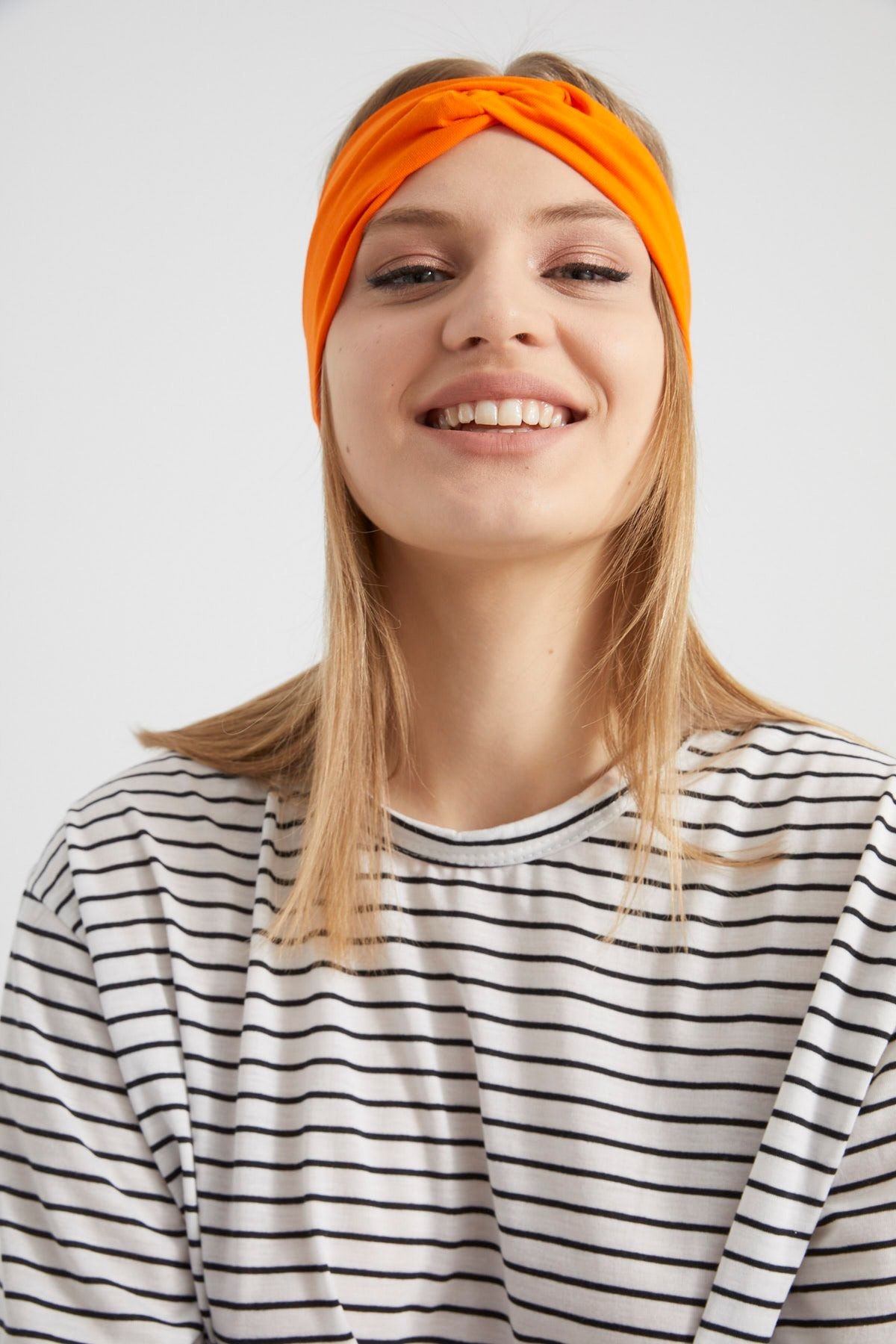 Stil Turuncu, Butik Tasarım Kadın Bandana Saç Bandı, Ekstra Yumuşak, Esnek, Doğal, Pamuklu Penye