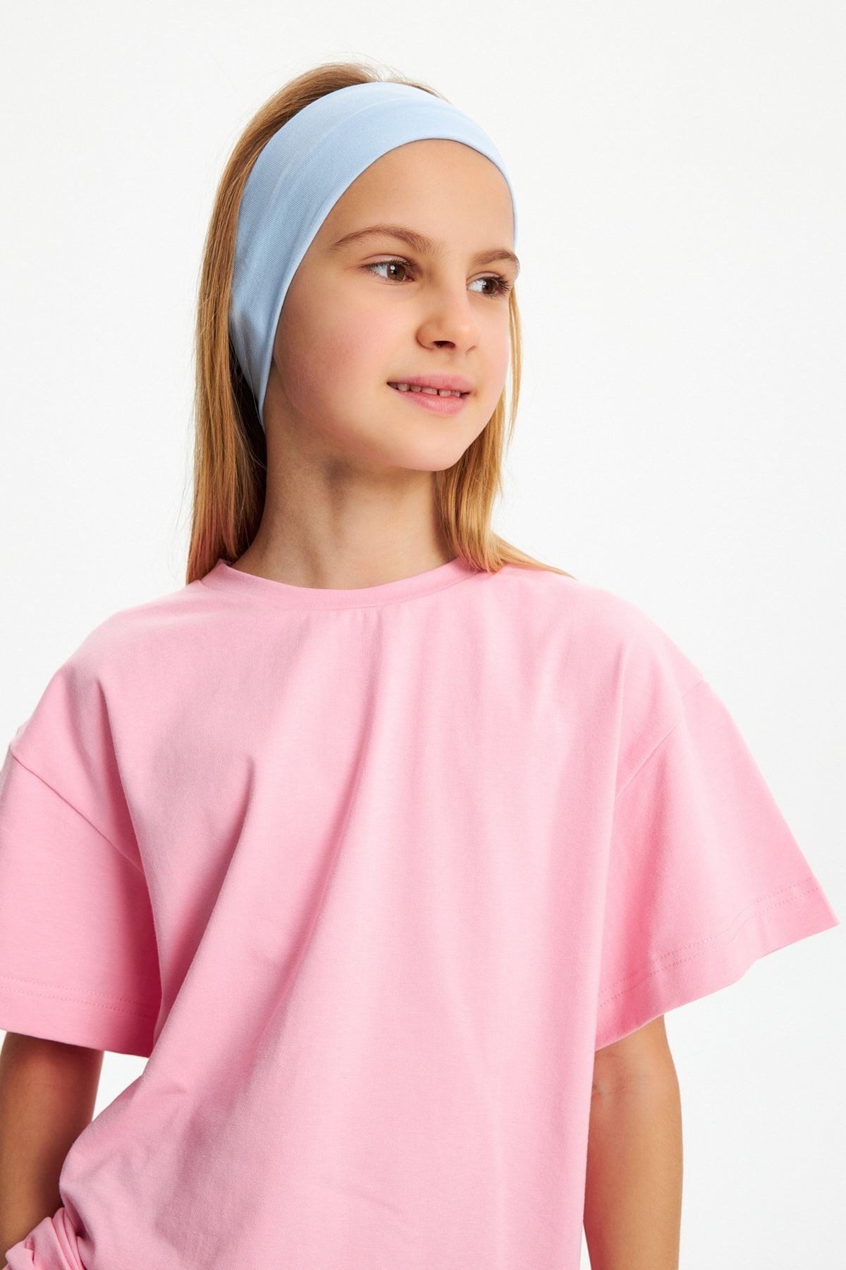 Kız %100 Pamuklu Penye Şort T-shirt Bandana 3^lü Alt Üst Takım -spor Rahat Koleksiyon 20