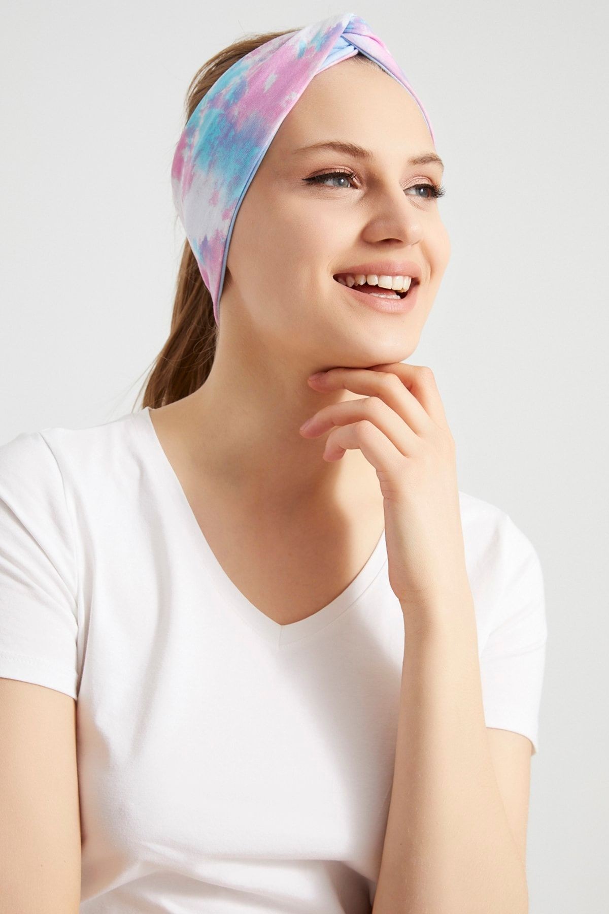 Batik Aqua, Butik Tasarım Kadın Bandana Saç Bandı, Ekstra Yumuşak, Esnek, Doğal, Pamuklu Penye
