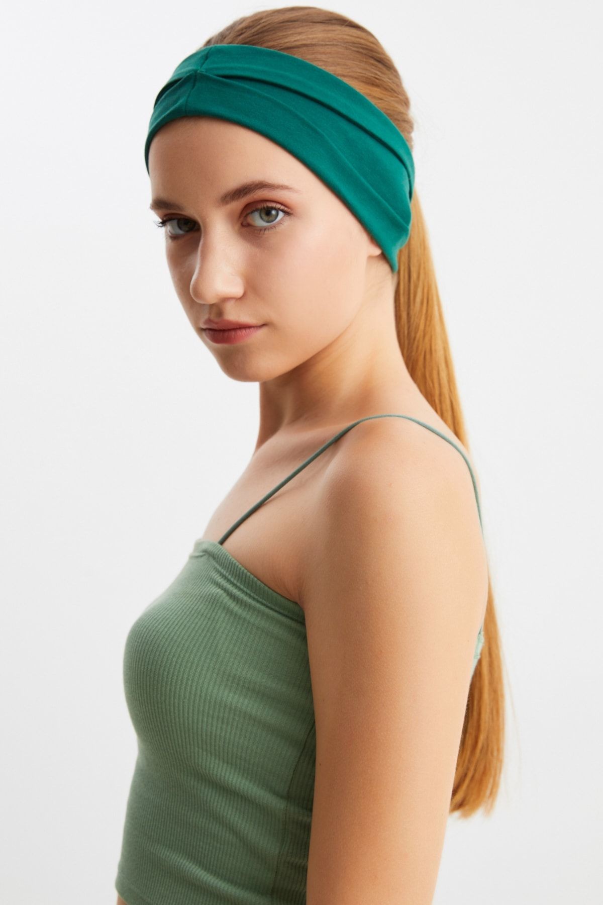 Kadın Çift Taraflı Kullanım Alternatifli Pamuklu Penye Kaymaz Hafif Spor Saç Bandı Bandana