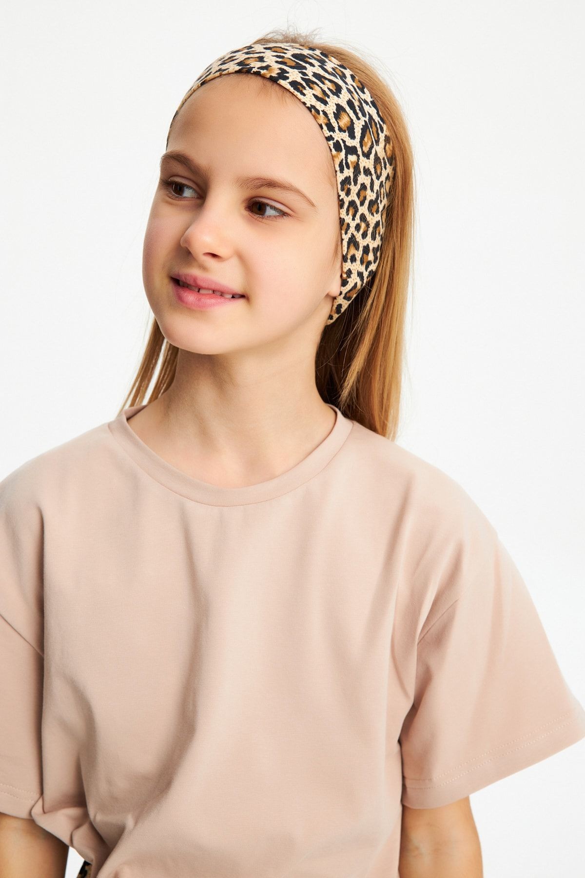 Kız %100 Pamuklu Penye Şort T-shirt Bandana 3^lü Alt Üst Takım