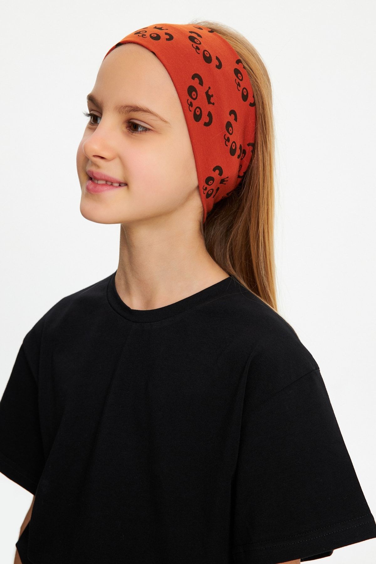 Kız %100 Pamuklu Penye Şort T-shirt Bandana 3^lü Alt Üst Takım