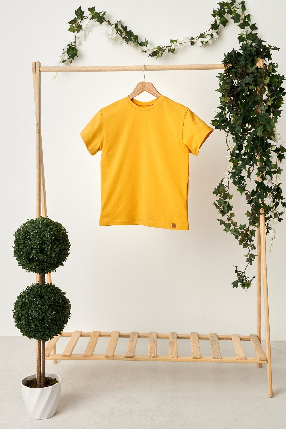Erkek Çocuk Kısa Kollu Bisiklet Yaka Terletmez Yumuşak Rahat %100 Pamuklu Penye T-shirt