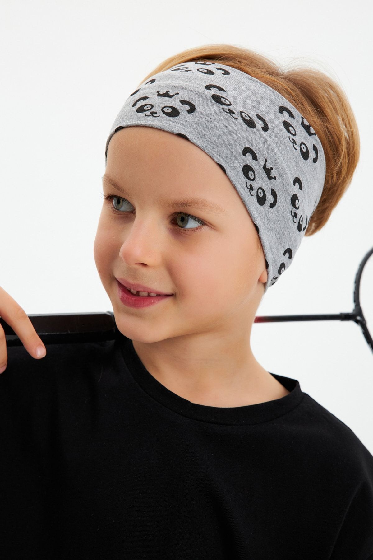 Erkek Pamuklu Penye, Kaymaz, Terletmez, Ultra Hafif, Esnek Panda Desenli Saç Bandı Bandana