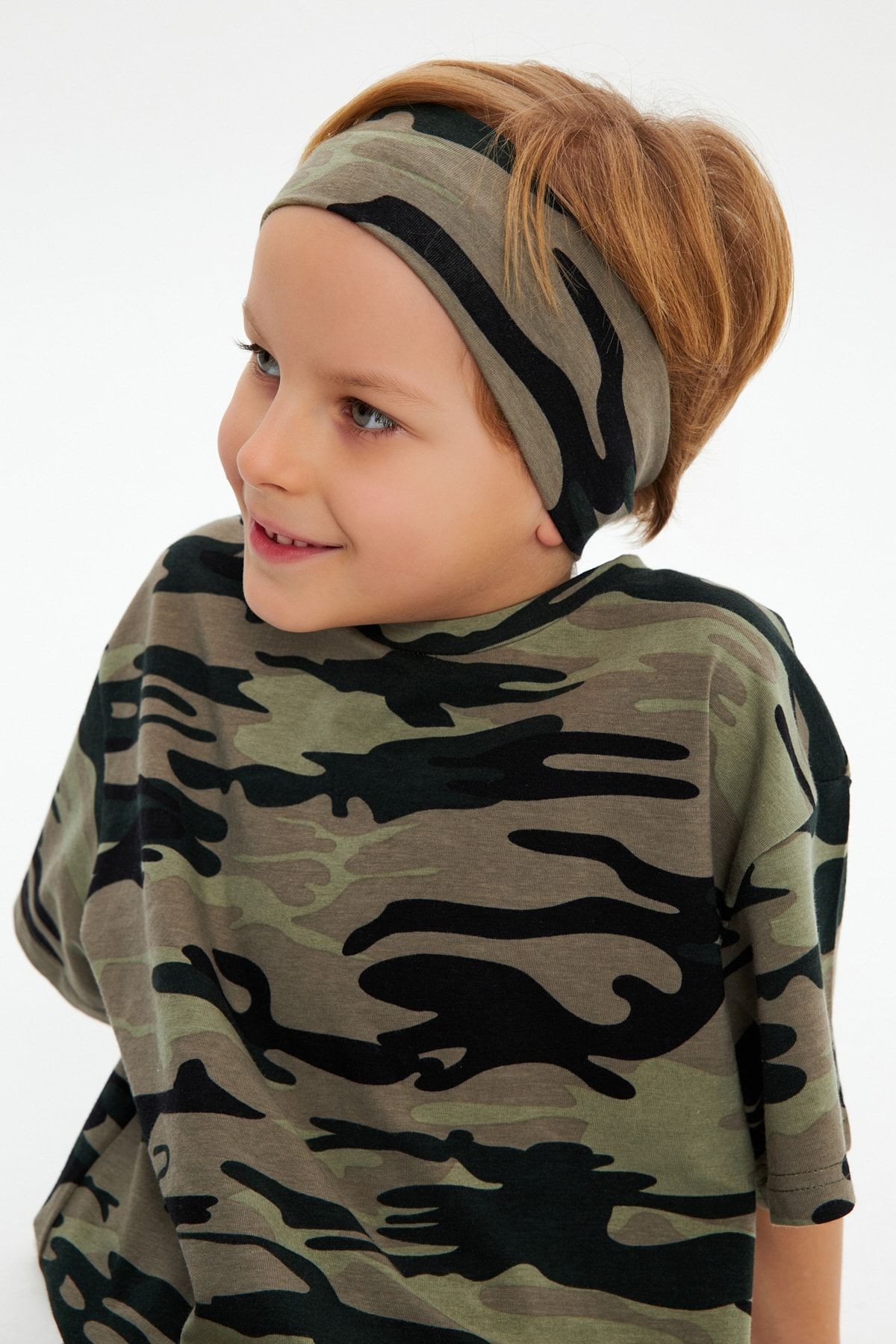 Erkek Çocuk %100 Pamuklu Penye Oversize T-Shirt Yumuşak Bandana İKİLİ TAKIM Trend Seri 2