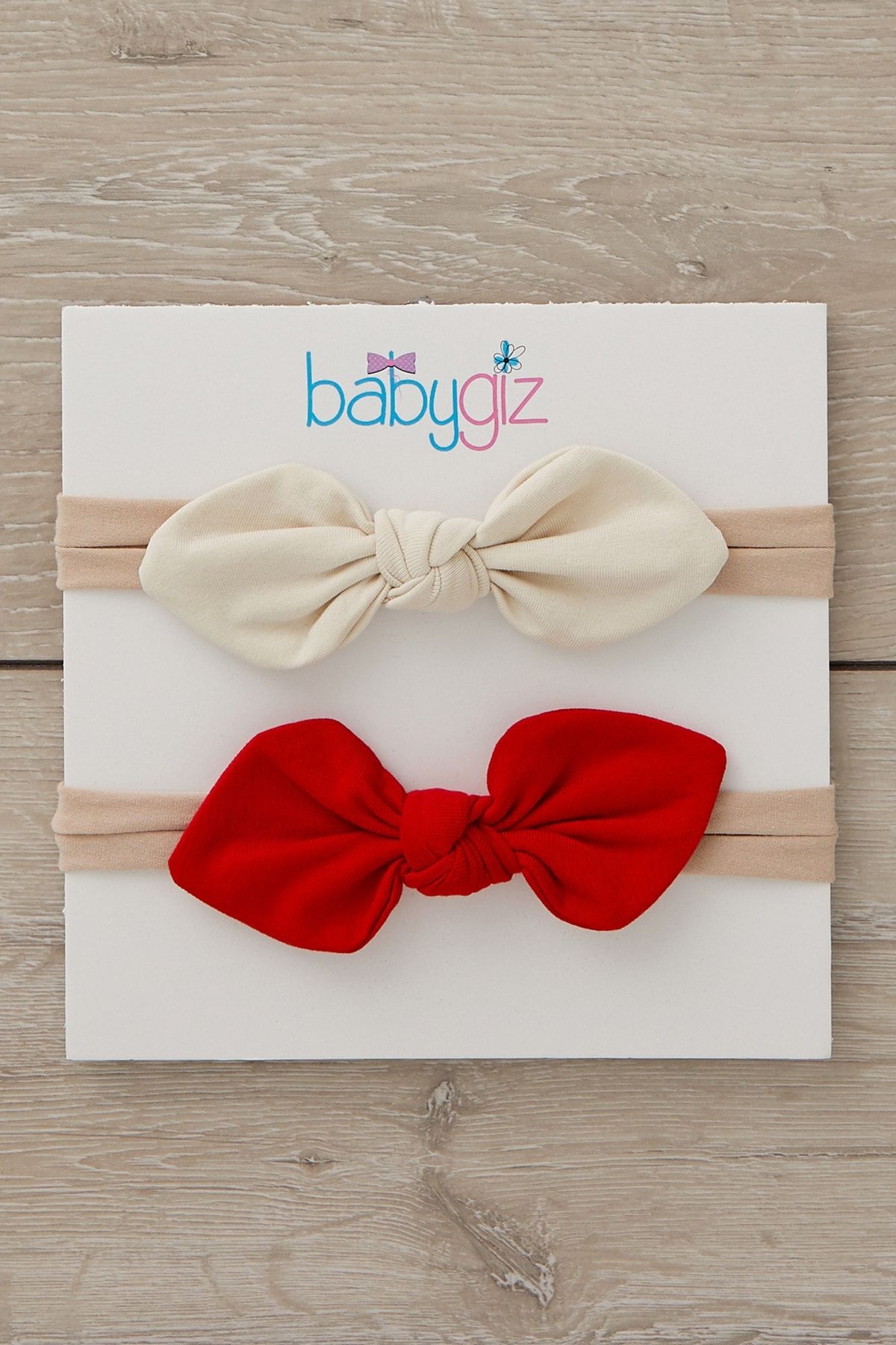 El Yapımı Yumuşak stil ince bağlamalı Doğal Pamuklu Penye Bebek Çocuk Kız Bandana Kırmızı Beyaz 2'li