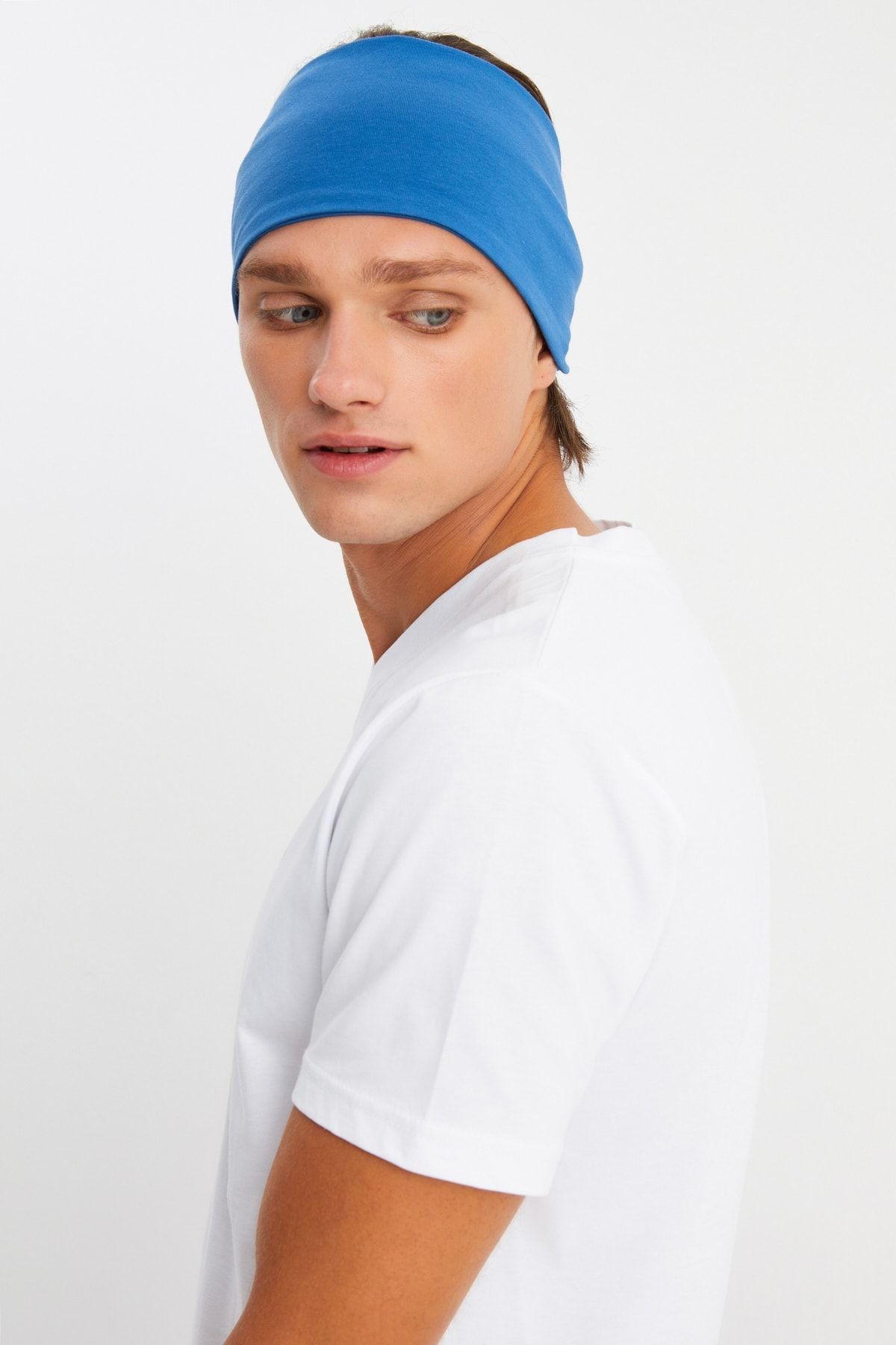 Erkek %100 Pamuklu Penye Kaymaz Ultra Hafif Spor Geniş Saç Bandı Bandana