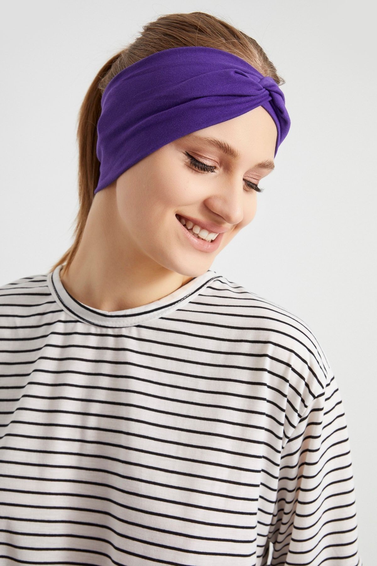 Trend Mor, Butik Tasarım Kadın Bandana Saç Bandı, Ekstra Yumuşak, Esnek, Doğal, Pamuklu Penye
