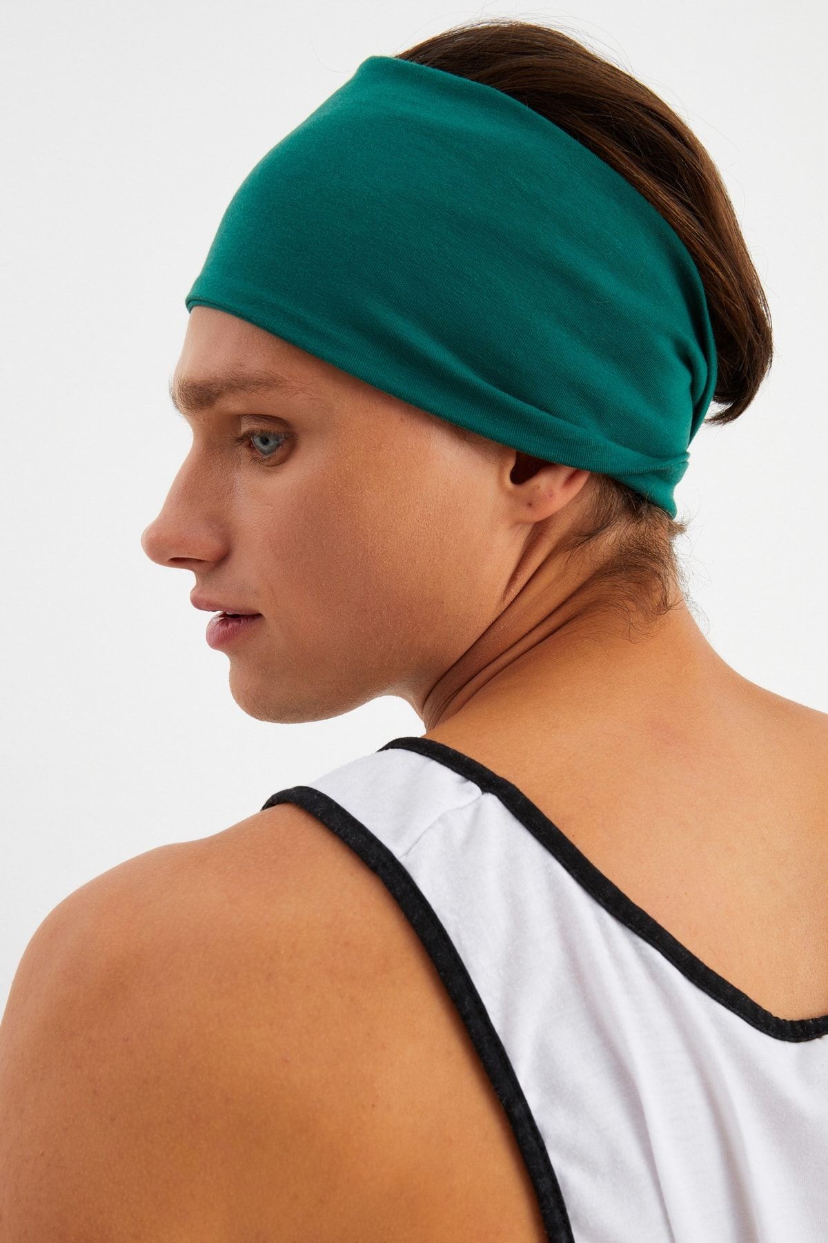 Erkek Pamuklu Penye, Kaymaz, Ultra Hafif, Spor Geniş Saç Bandı Bandana Buff