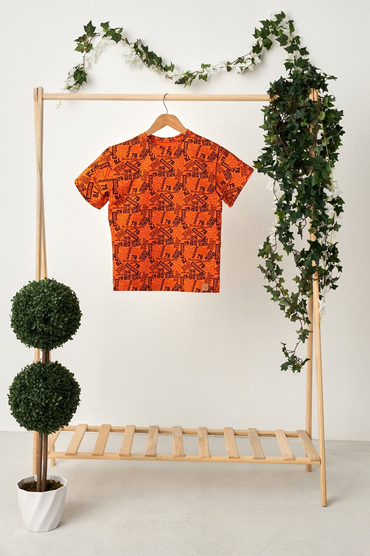 Erkek Çocuk Kısa Kollu Desenli Bisiklet Yaka Terletmez, Yumuşak Rahat %100 Pamuklu Penye T-shirt