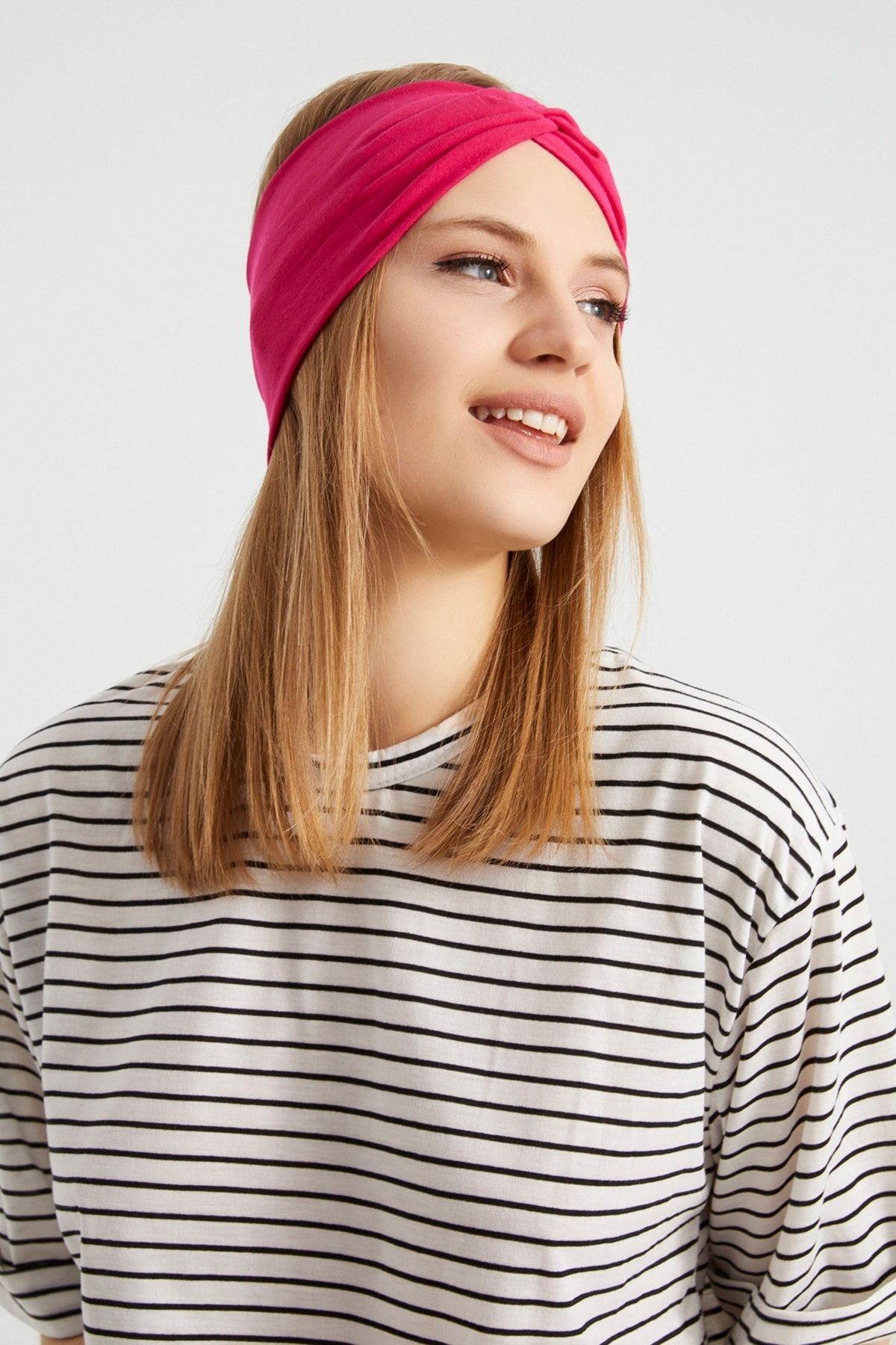Gözalıcı Fuşya, Butik Tasarım Kadın Bandana Saç Bandı, Ekstra Yumuşak, Esnek, Doğal, Pamuklu Penye
