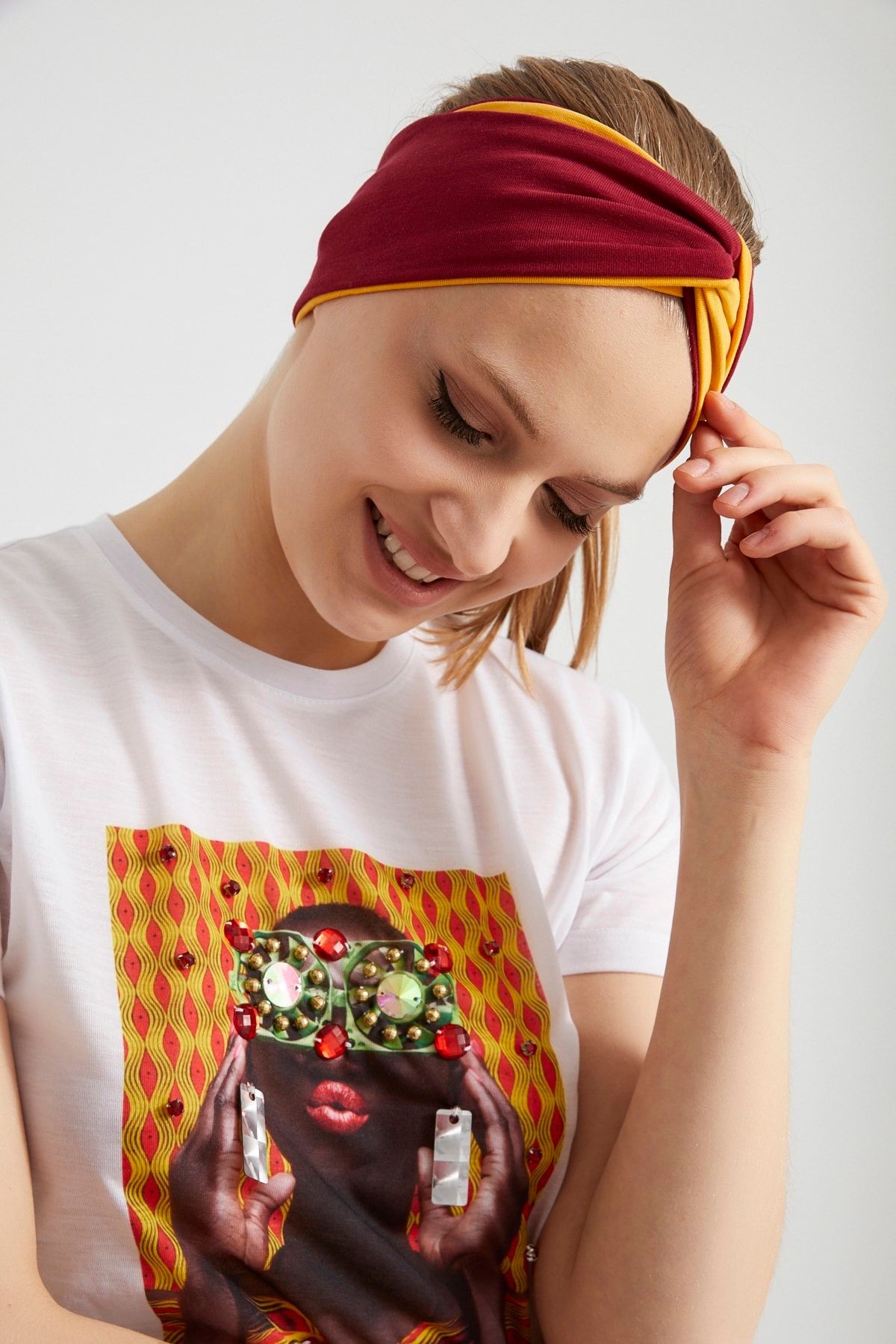Butik Tasarım Kadın Bandana Saç Bandı, Ekstra Yumuşak, Esnek, Doğal, Pamuklu Penye