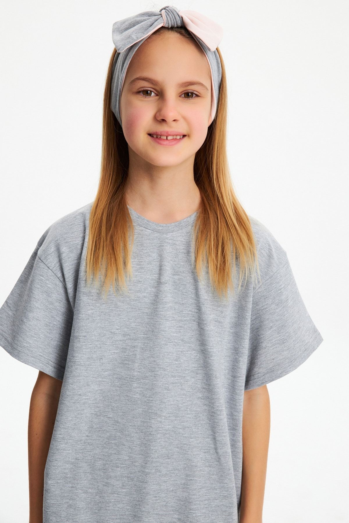 Kız %100 Pamuklu Penye Şort T-shirt Bandana 3'lü Alt Üst Takım Spor Rahat Koleksiyon 28