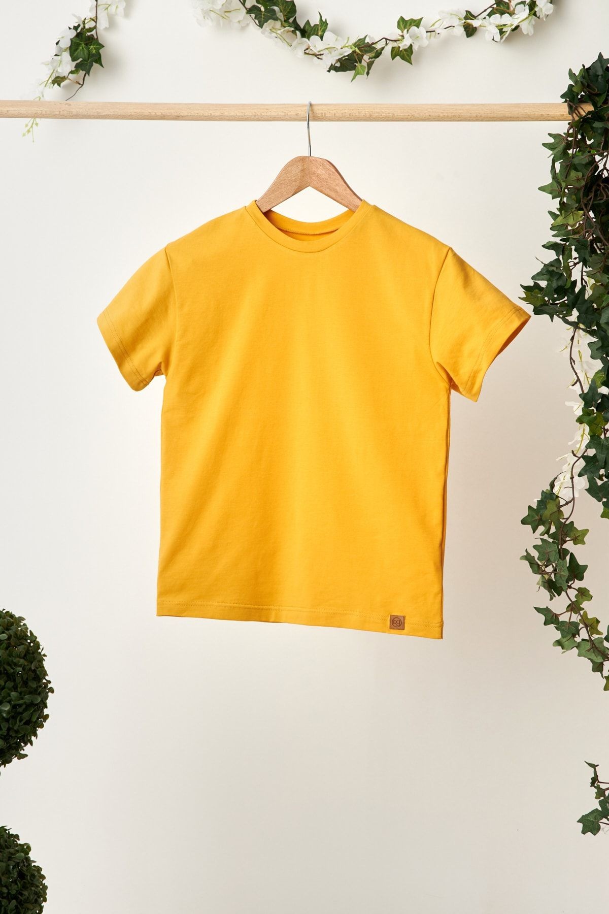 Erkek Çocuk Kısa Kollu Bisiklet Yaka Terletmez Yumuşak Rahat %100 Pamuklu Penye T-shirt