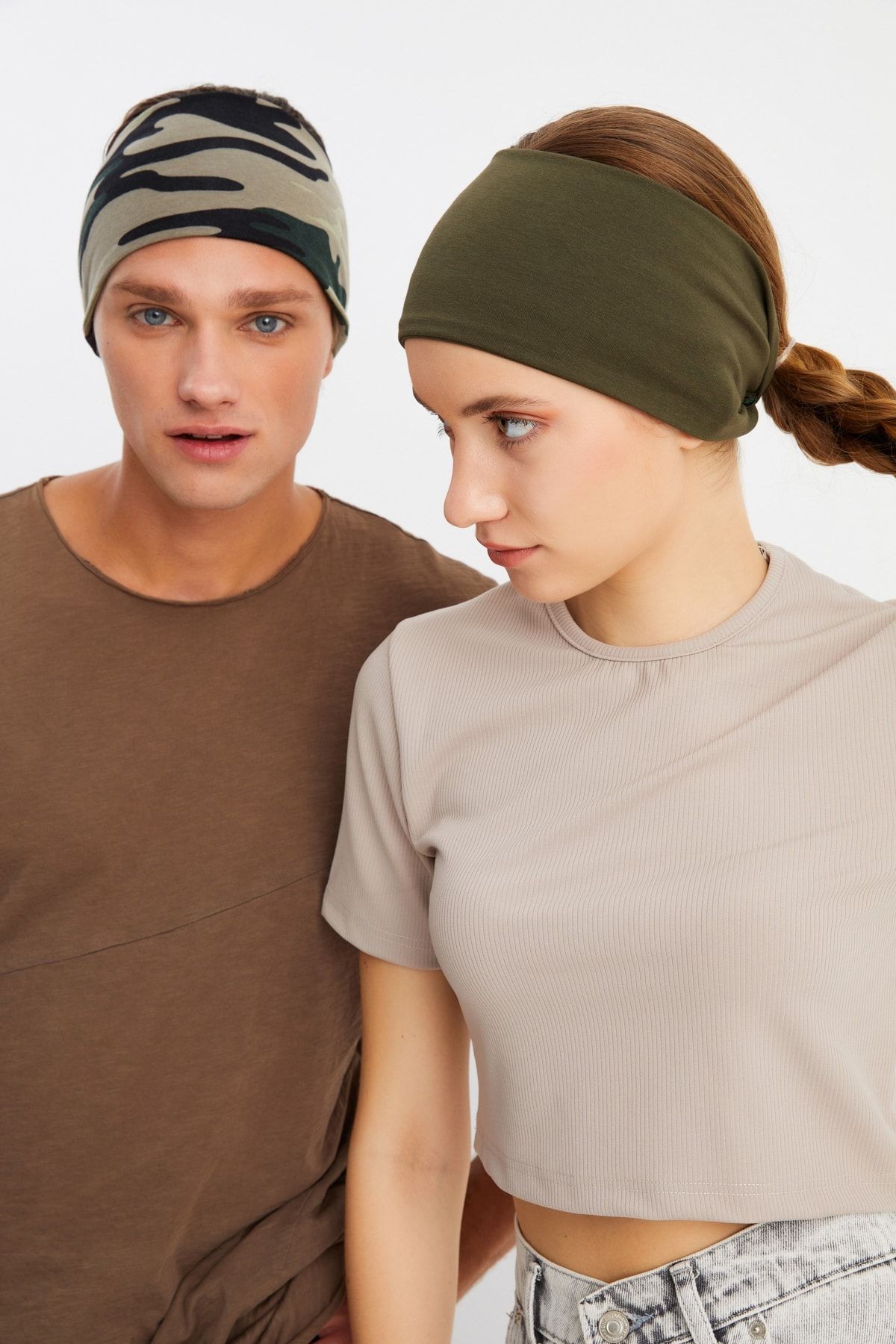 2'li Çift Taraflı Kullanım Alternatifli, Pamuklu Penye, Kaymaz, Hafif, Spor Saç Bandı Bandana