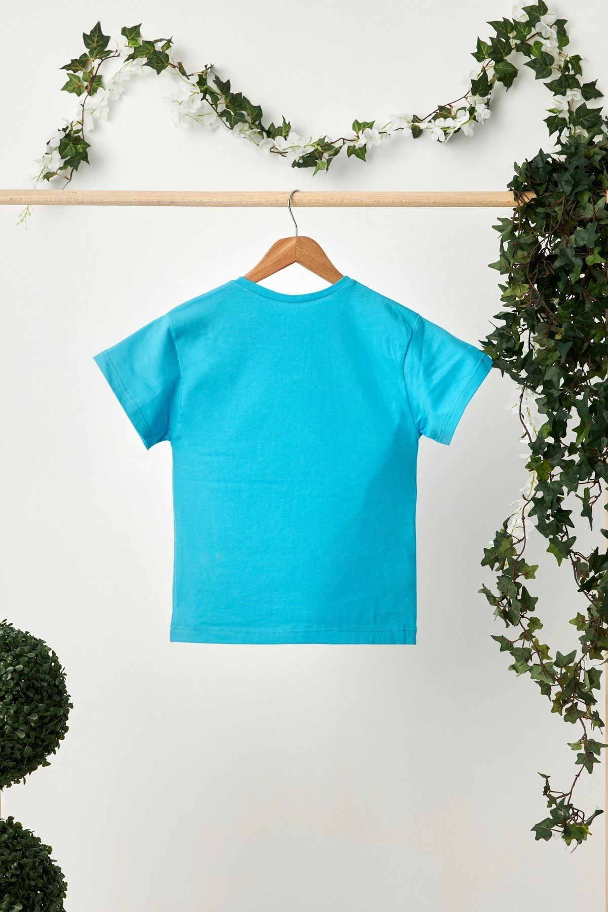 Erkek Çocuk %100 Pamuklu Penye Oversize Aqua T-Shirt Yumuşak Bandana İKİLİ TAKIM Trend Seri1