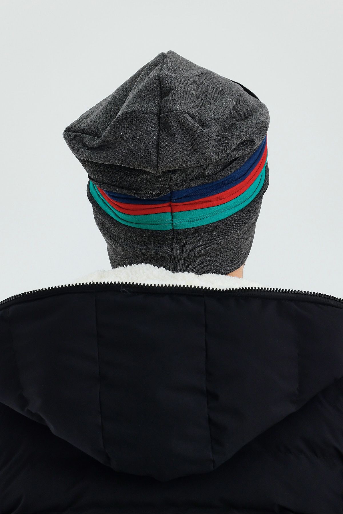 Erkek Füme Termal Renk Şeritli %100 Pamuklu Soft Bere Special One Serisi (COLOR OF AZERBEYCAN FLAG)