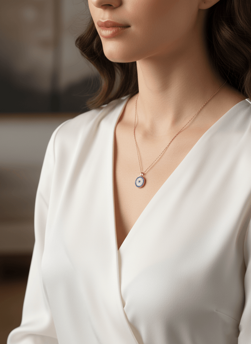 Sterling Silver Minimalist Evil Eye Necklace