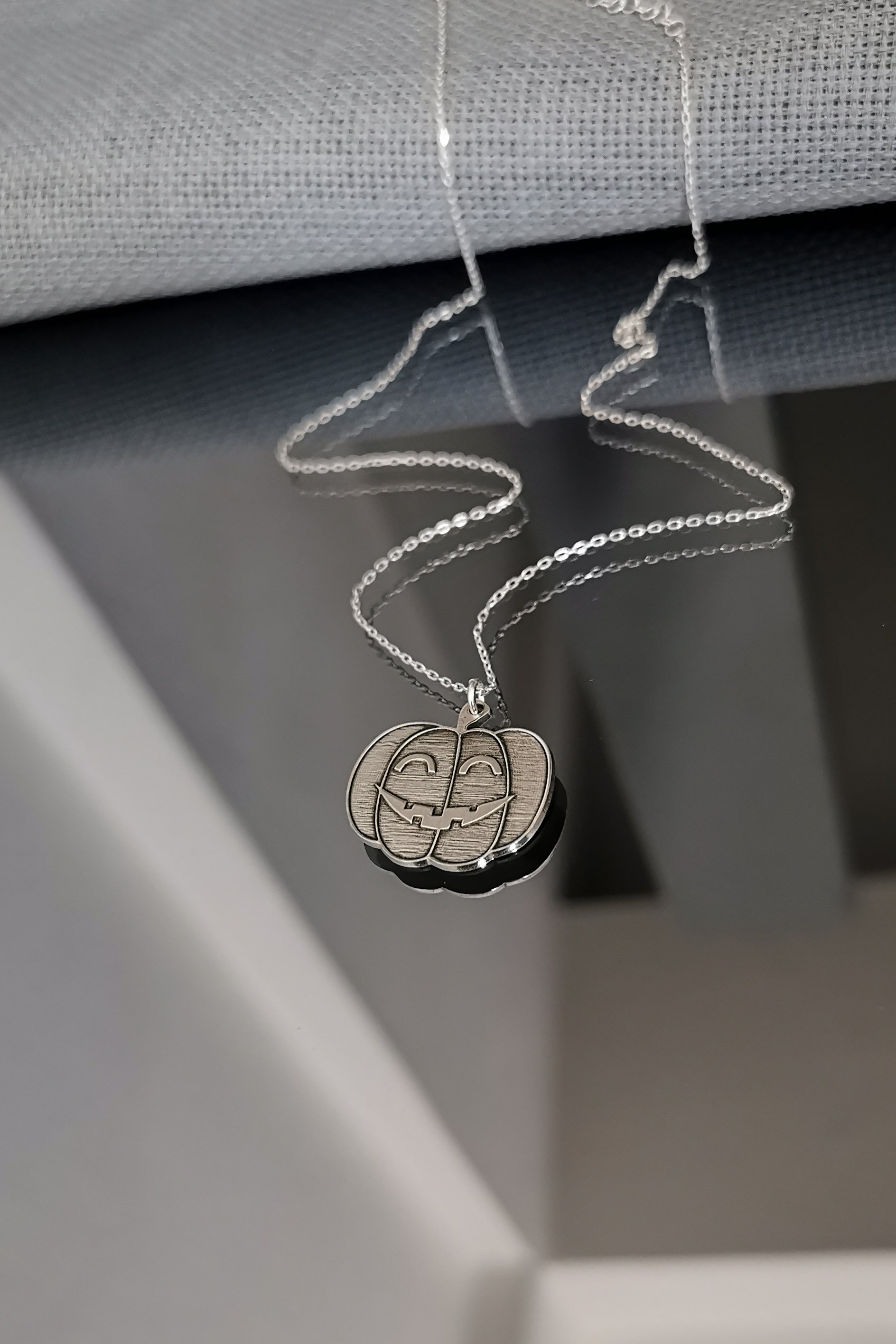 Laughing Pumpkin Sterling Silver Necklace 