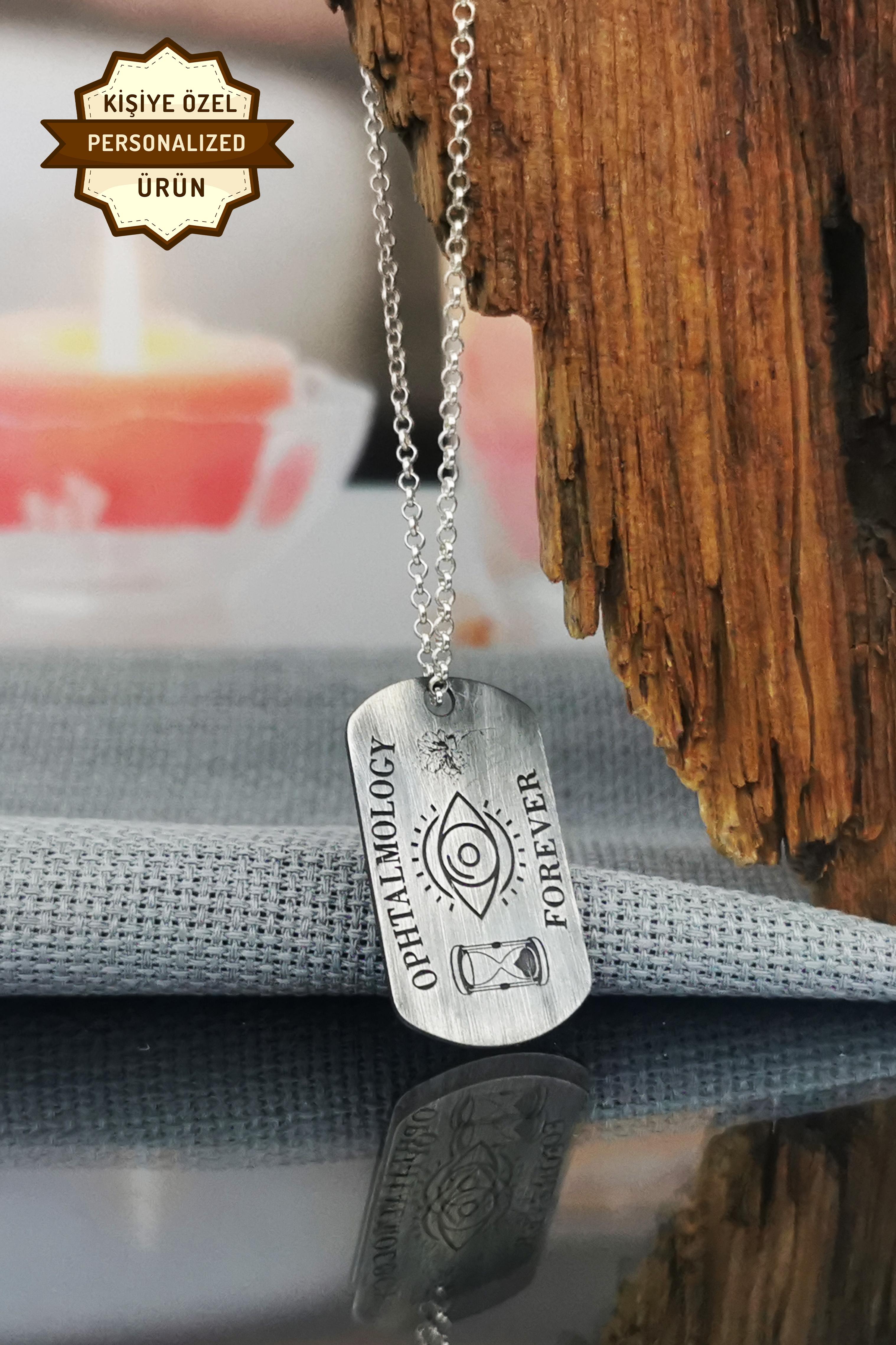 Custom Oxidized Sterling Silver Military Tag Necklace