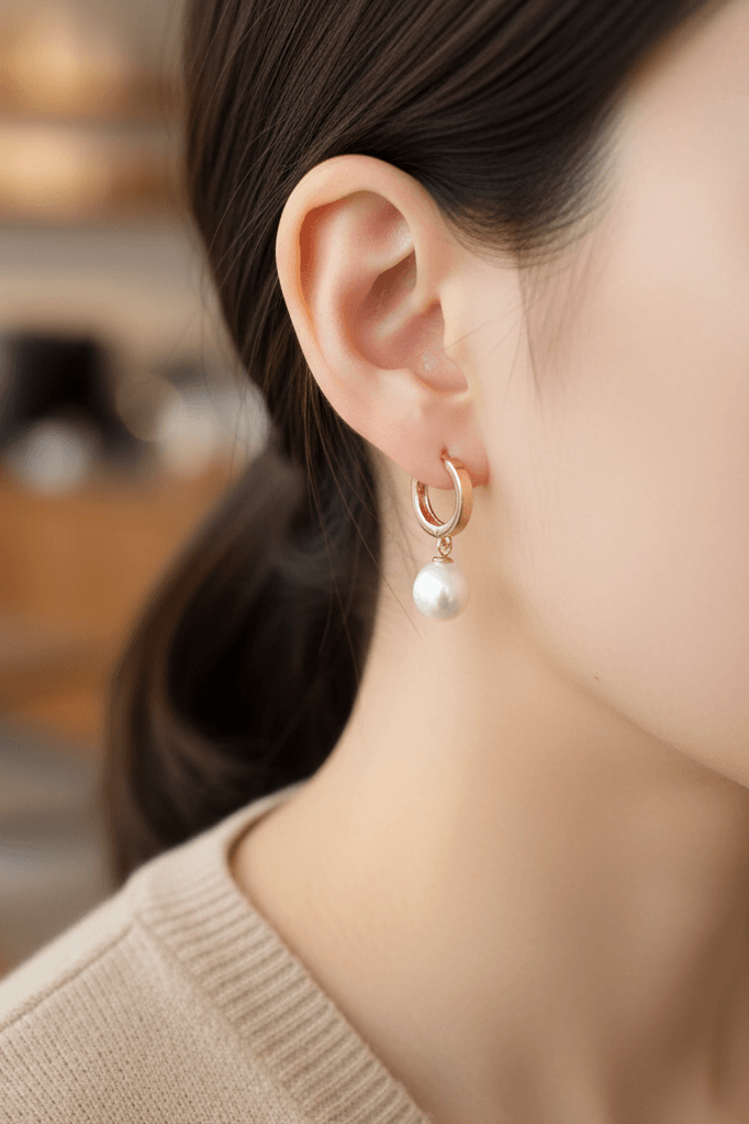 Silver Actual Pearl Dangle Earrings