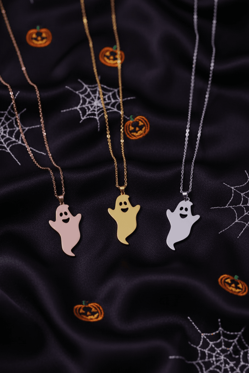 Personalized Cute Ghost Silver Necklace