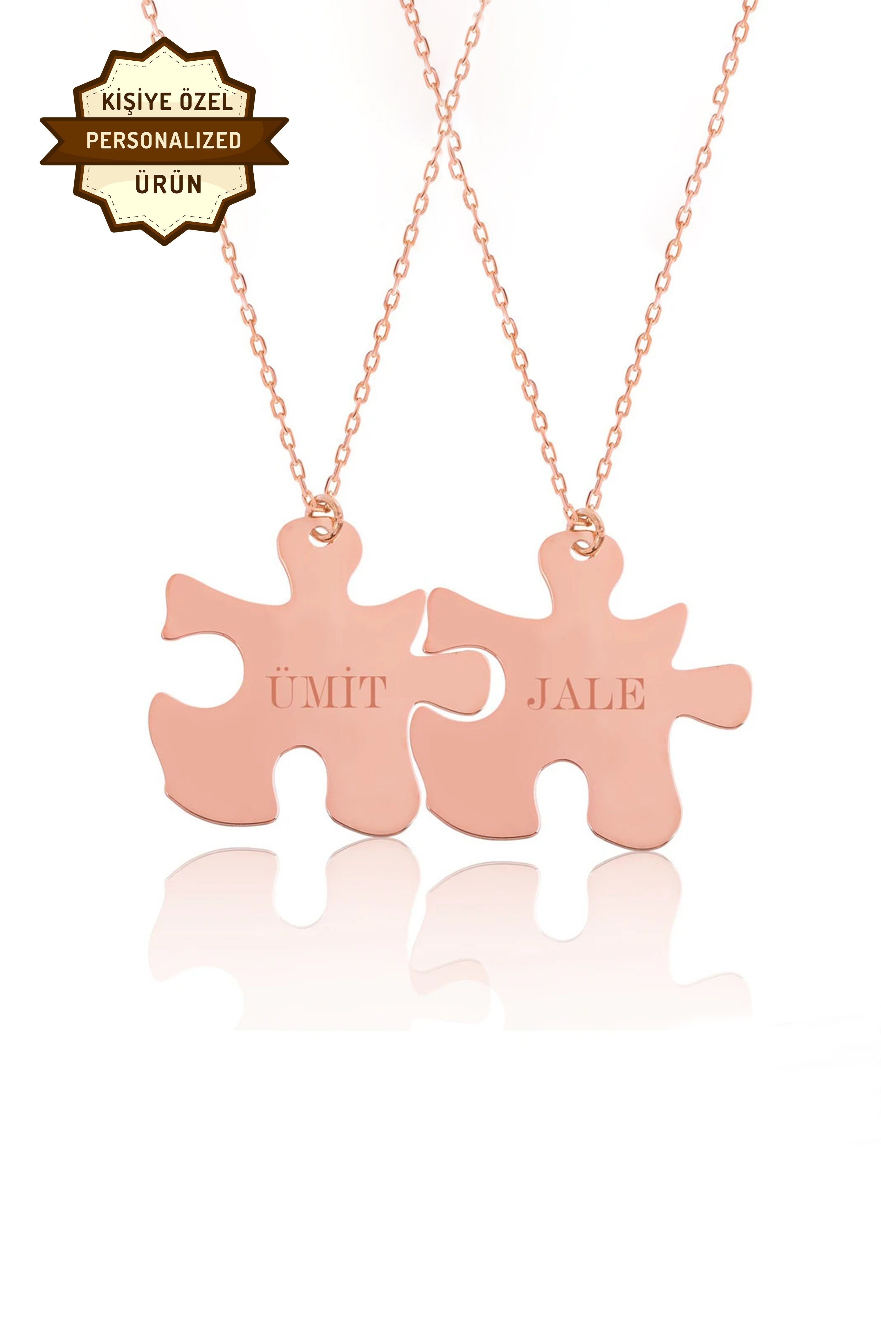 Personalized Puzzle Pieces Couple Matching Necklace