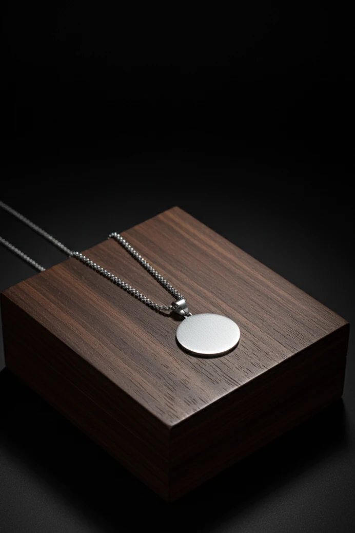 Yuvarlak Plaka Çelik Kolye