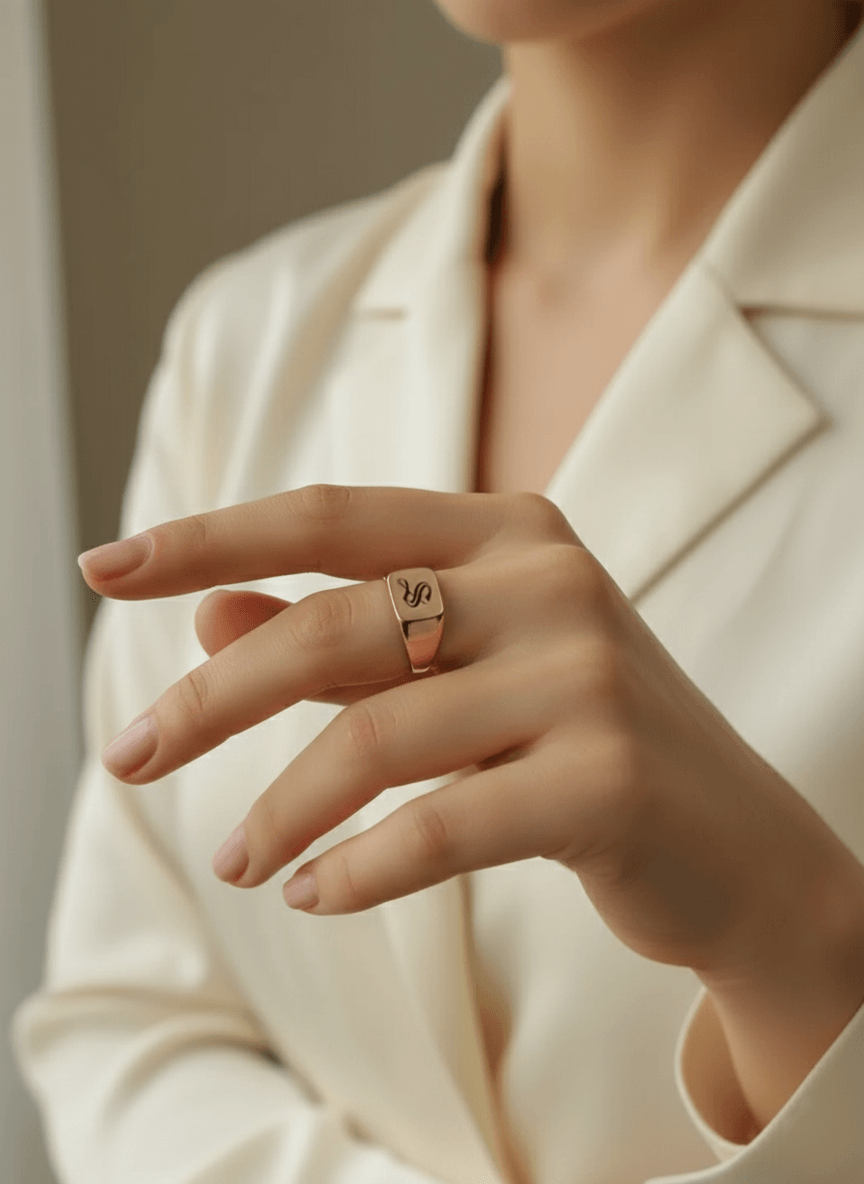 Sterling Silver Gothic Initial Signet Ring