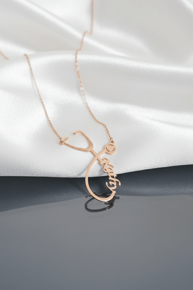 Custom Stethoscope Silver Necklace With Heart