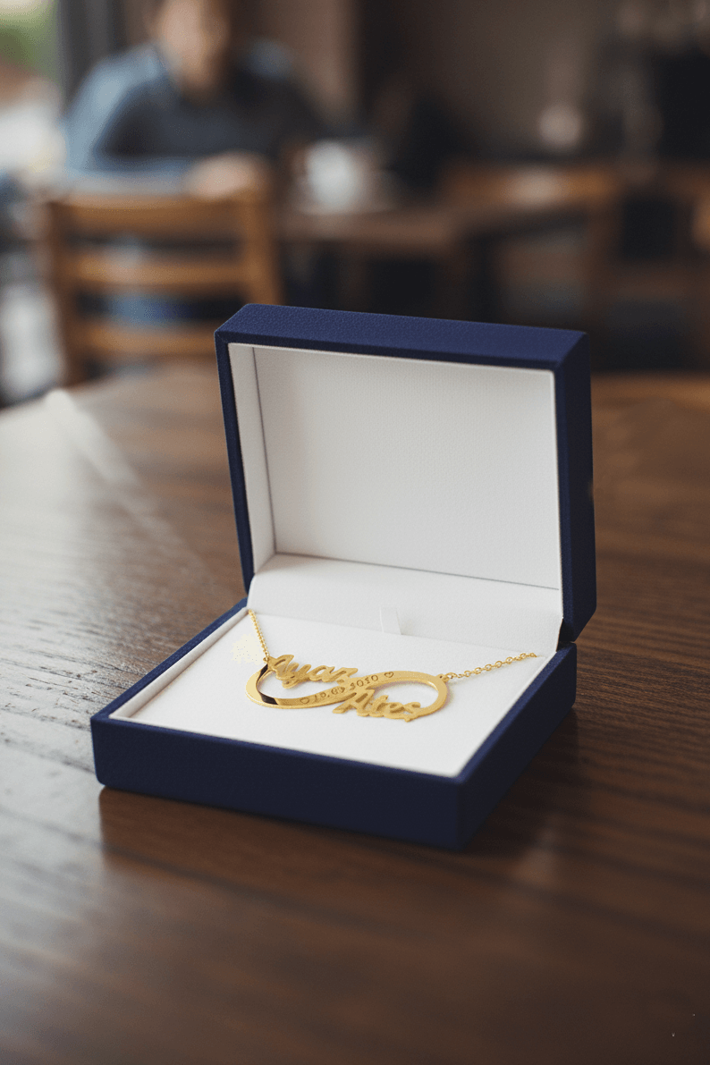 Personalized Infinity Necklace With Engraved Date