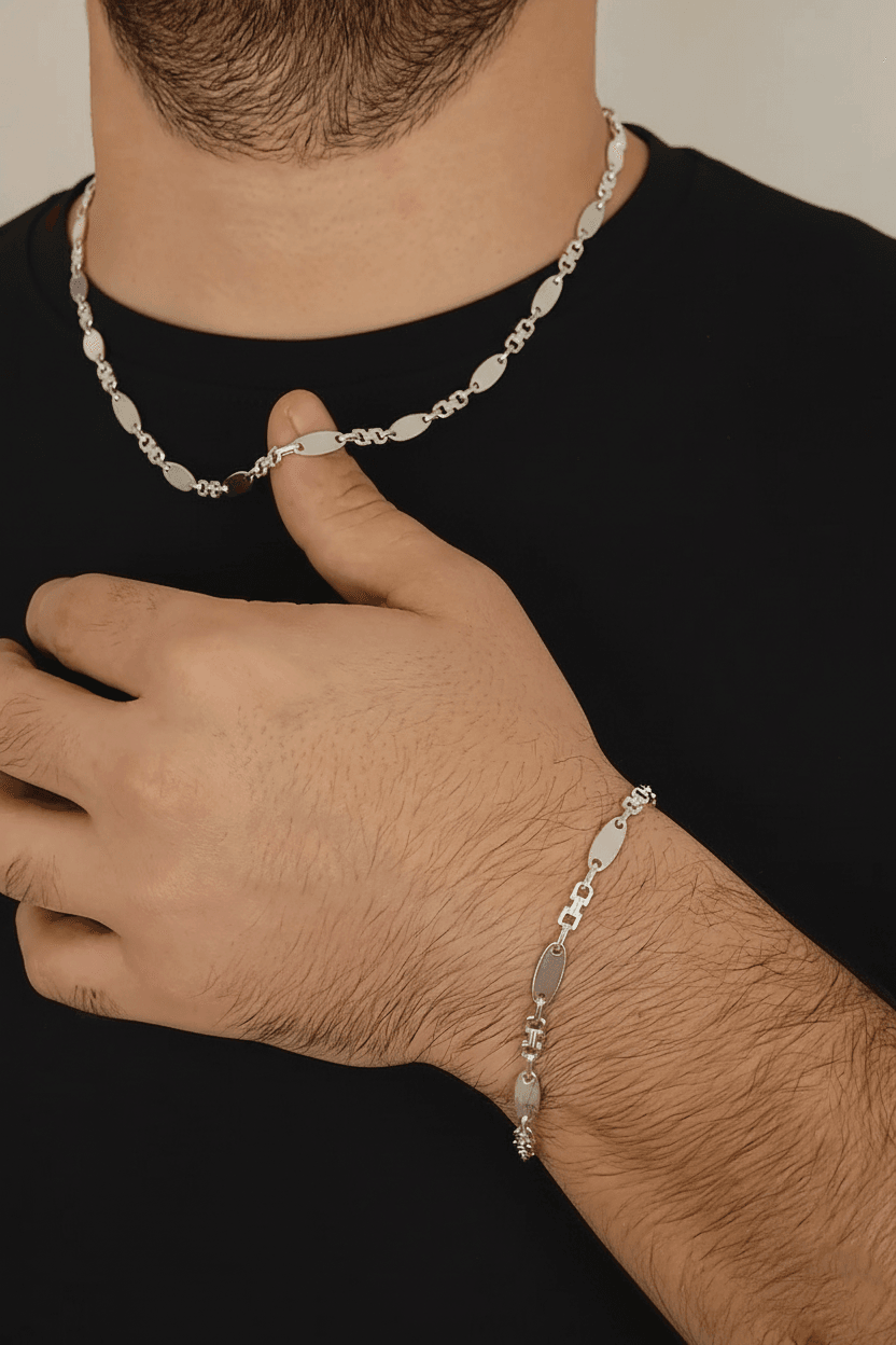 Personalized Linked Silver Plate Necklace