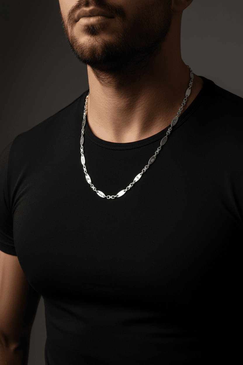 Personalized Linked Silver Plate Necklace