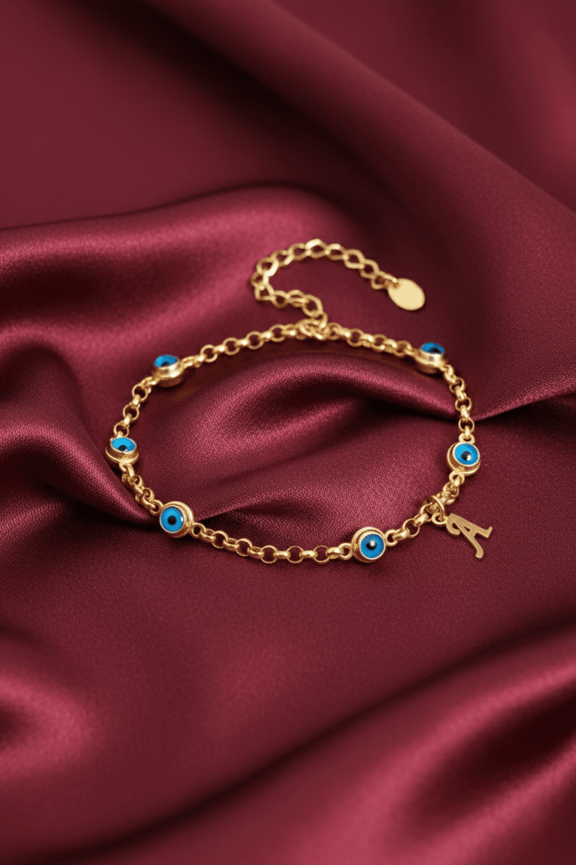925 Sterling Silver Evil Eye Gold Bracelet