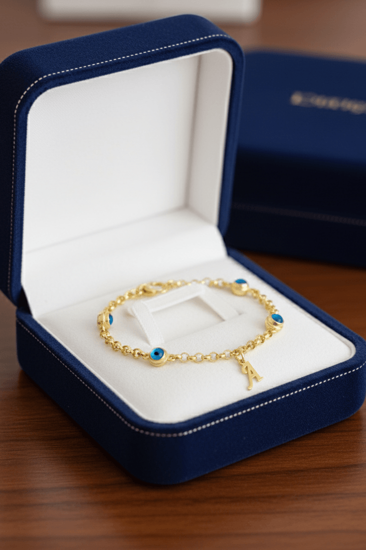 925 Sterling Silver Evil Eye Gold Bracelet